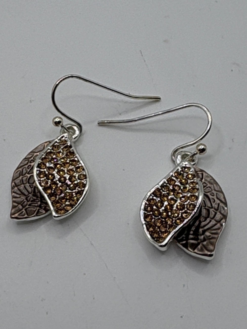 Amanda Blu Brown Crystal Leaf Drop Earrings